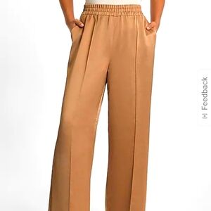 High Waisted Satin Pintuck Pull On Trousers